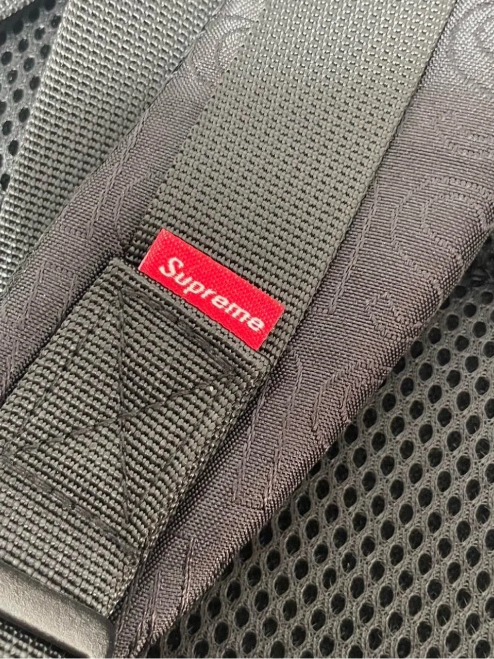 Supreme Black Men's Backpack with Subtle Logo Jacquard